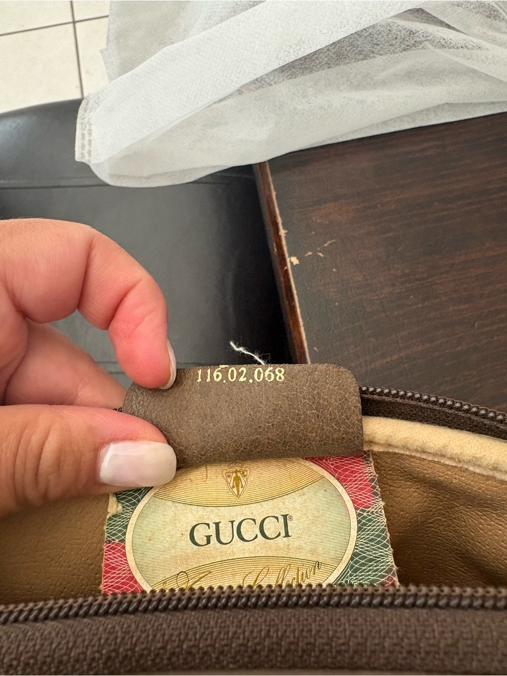 Gucci Brown Beige GG Canvas Crossbody Bag with Gold Accent - Picture 9 of 10